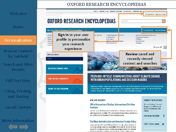 OXFORD RESEARCH ENCYCLOPEDIAS Welcome Home Personalization Browse Content by Subfield Search and Filter Results