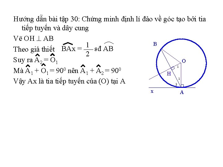 Hướng dẫn bài tập 30: Chứng minh định lí đảo về góc tạo bởi