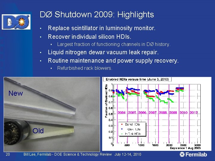 DØ Shutdown 2009: Highlights • • Replace scintillator in luminosity monitor. Recover individual silicon