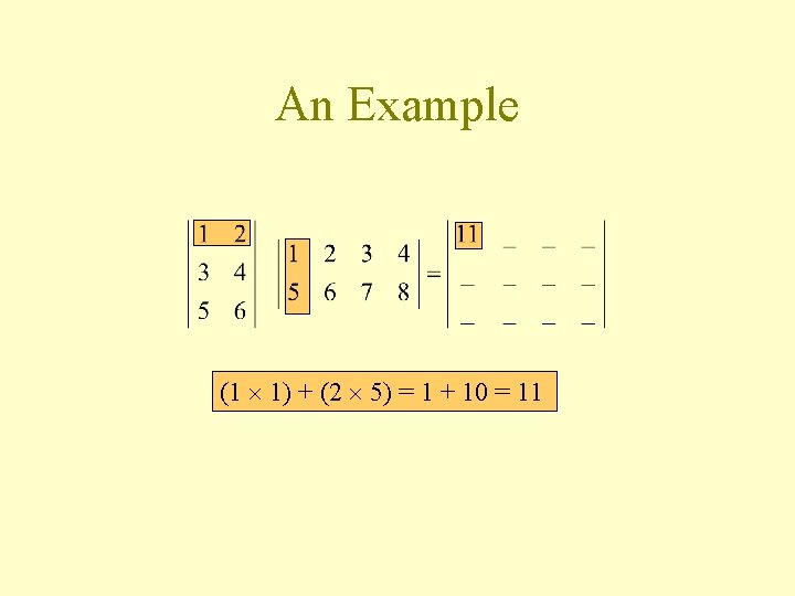 An Example (1 1) + (2 5) = 1 + 10 = 11 