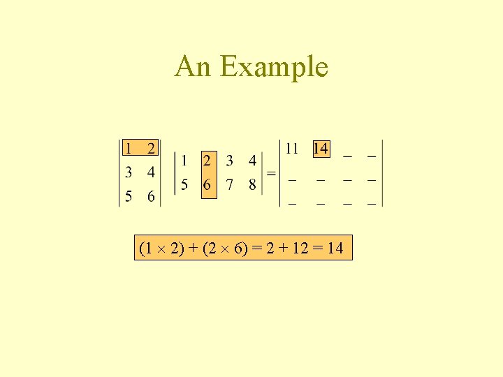 An Example (1 2) + (2 6) = 2 + 12 = 14 