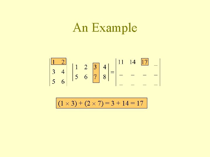 An Example (1 3) + (2 7) = 3 + 14 = 17 