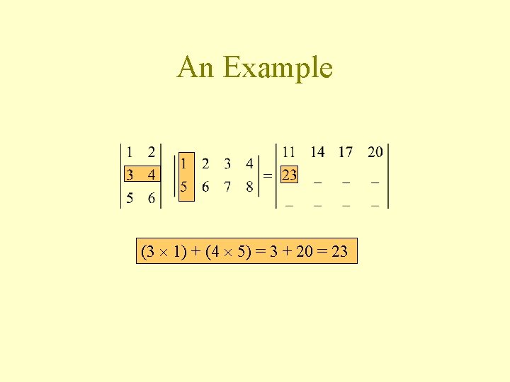 An Example (3 1) + (4 5) = 3 + 20 = 23 