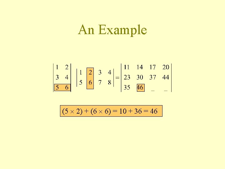 An Example (5 2) + (6 6) = 10 + 36 = 46 