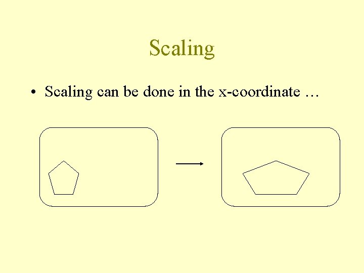 Scaling • Scaling can be done in the x-coordinate … 