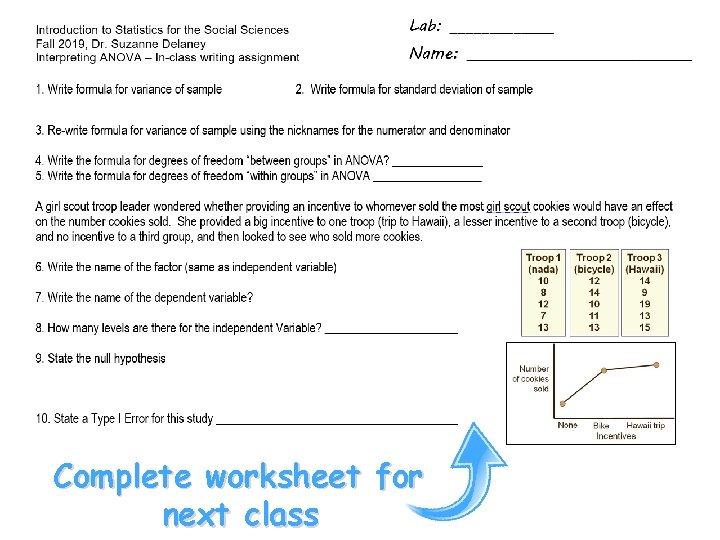 Complete worksheet for next class 
