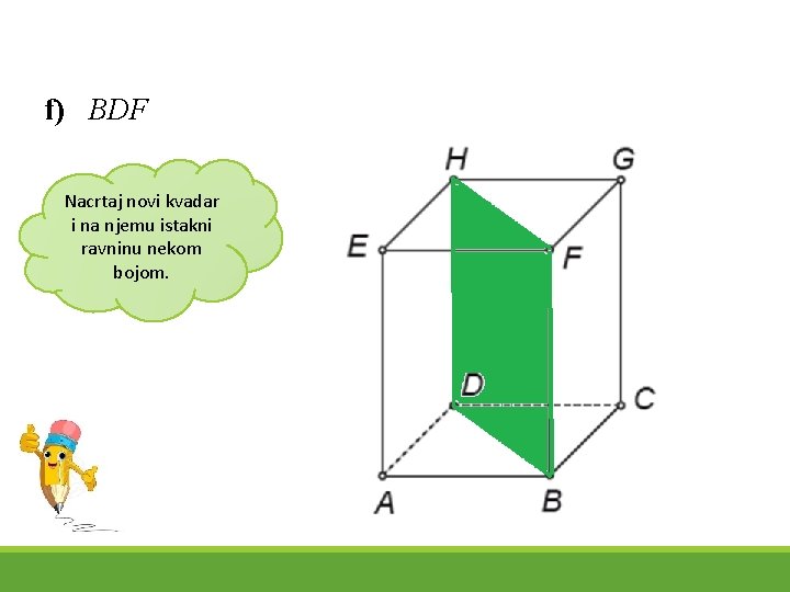 f) BDF Nacrtaj novi kvadar i na njemu istakni ravninu nekom bojom. 