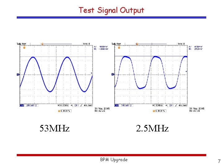 Test Signal Output 53 MHz 2. 5 MHz BPM Upgrade 7 