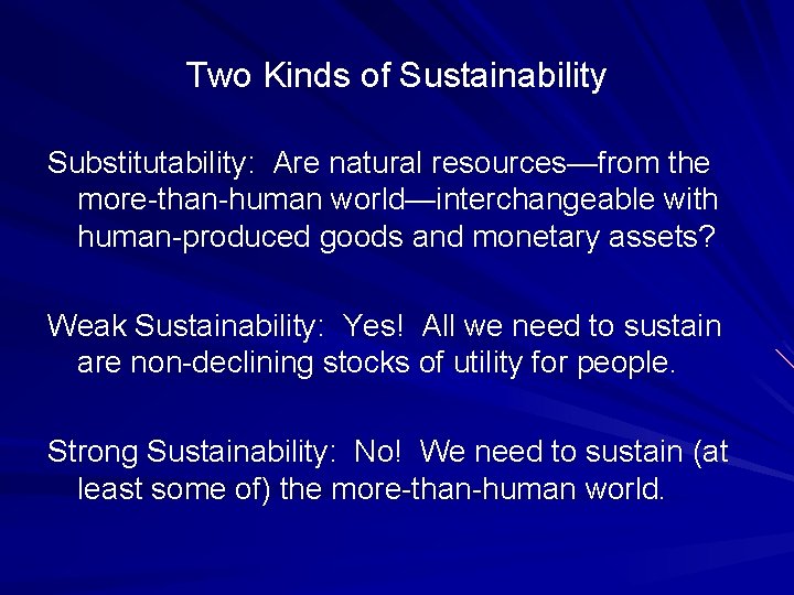 Two Kinds of Sustainability Substitutability: Are natural resources—from the more-than-human world—interchangeable with human-produced goods