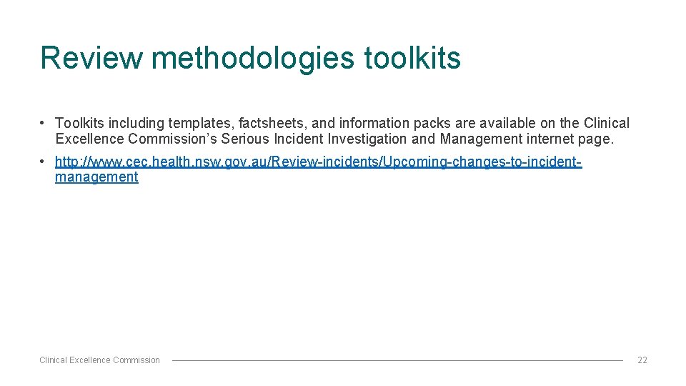 Review methodologies toolkits • Toolkits including templates, factsheets, and information packs are available on