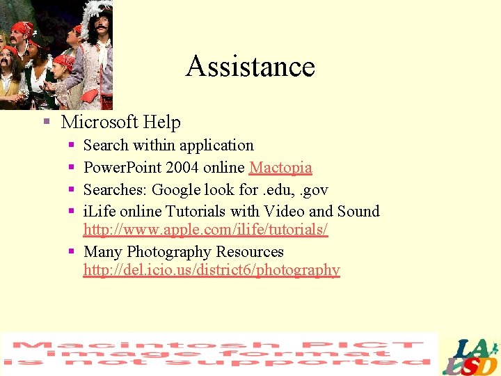 Assistance § Microsoft Help § § Search within application Power. Point 2004 online Mactopia