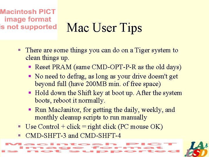 Mac User Tips § There are some things you can do on a Tiger