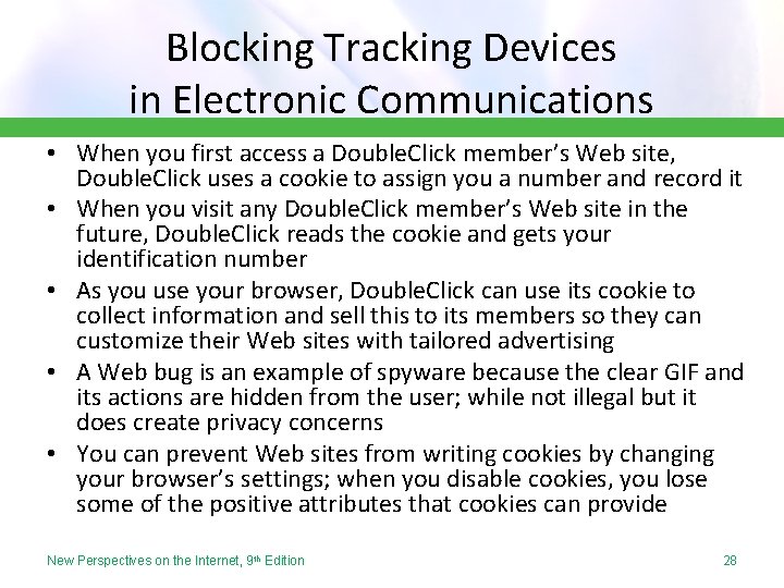 Blocking Tracking Devices in Electronic Communications • When you first access a Double. Click