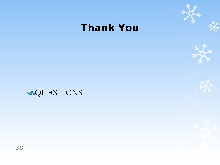 Thank You QUESTIONS 38 