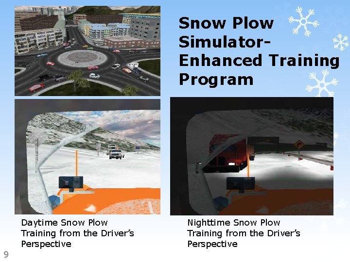 Snow Plow Simulator. Enhanced Training Program Daytime Snow Plow Training from the Driver’s Perspective