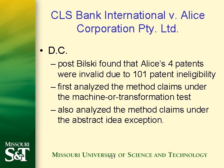 CLS Bank International v. Alice Corporation Pty. Ltd. • D. C. – post Bilski