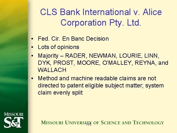 CLS Bank International v. Alice Corporation Pty. Ltd. • Fed. Cir. En Banc Decision