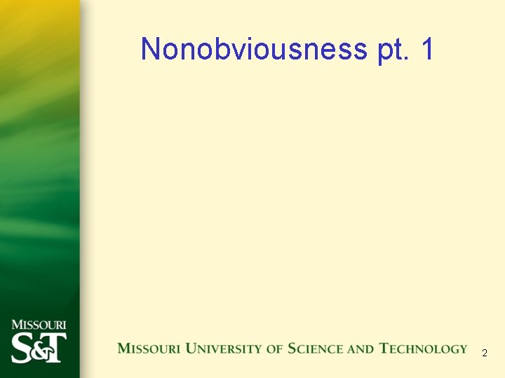 Nonobviousness pt. 1 2 