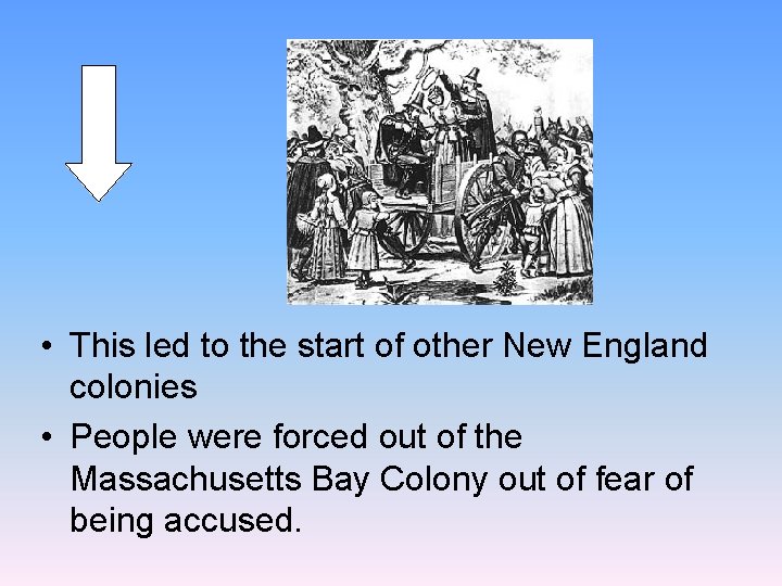  • This led to the start of other New England colonies • People