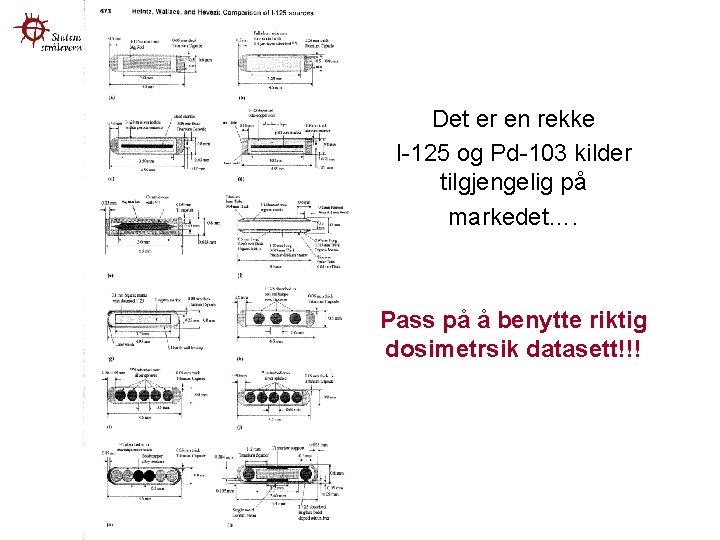 Det er en rekke I-125 og Pd-103 kilder tilgjengelig på markedet…. Pass på å