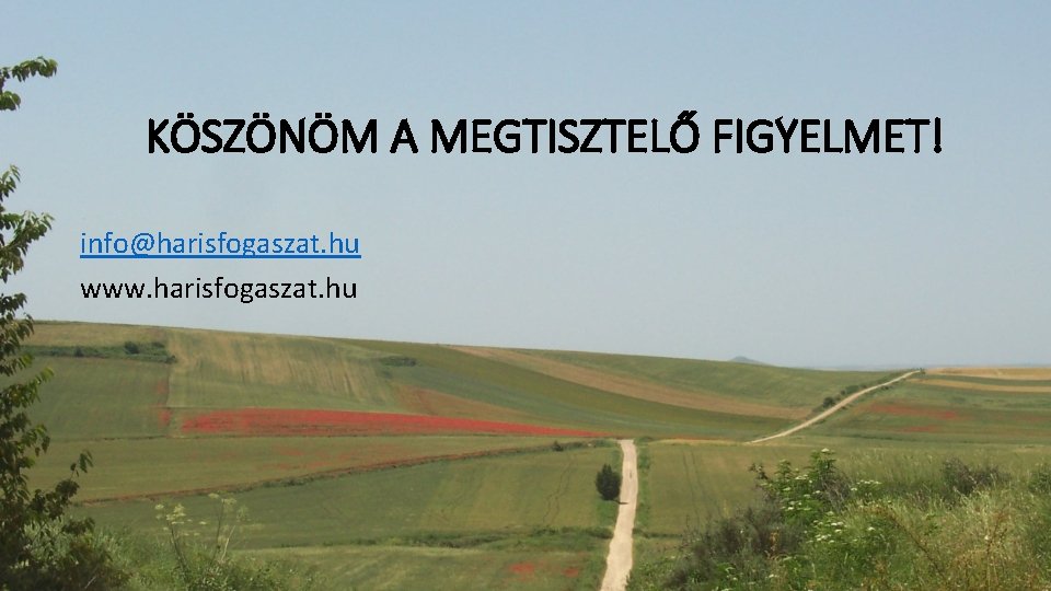 KÖSZÖNÖM A MEGTISZTELŐ FIGYELMET! info@harisfogaszat. hu www. harisfogaszat. hu 