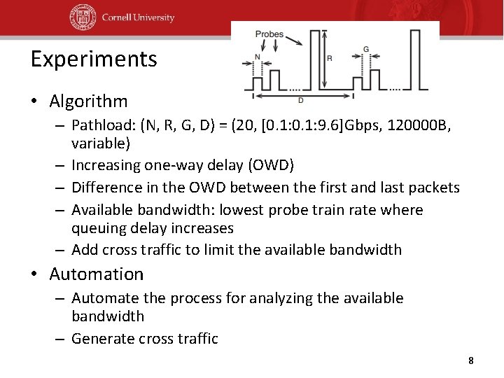 Experiments • Algorithm – Pathload: (N, R, G, D) = (20, [0. 1: 9.