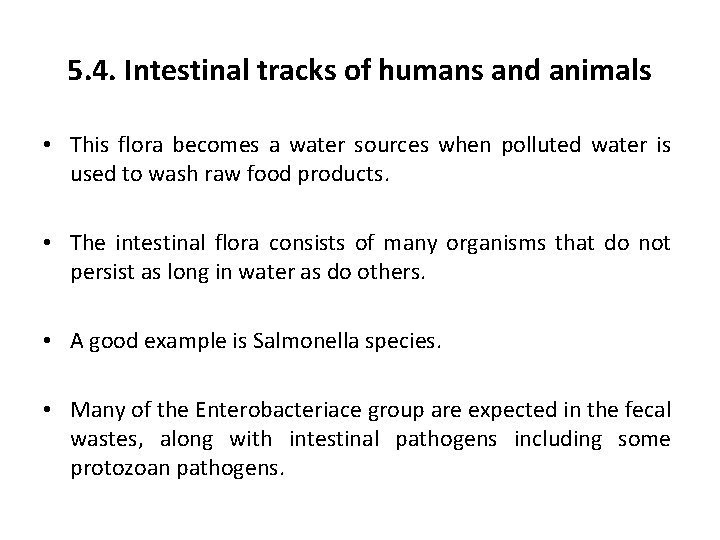 5. 4. Intestinal tracks of humans and animals • This flora becomes a water