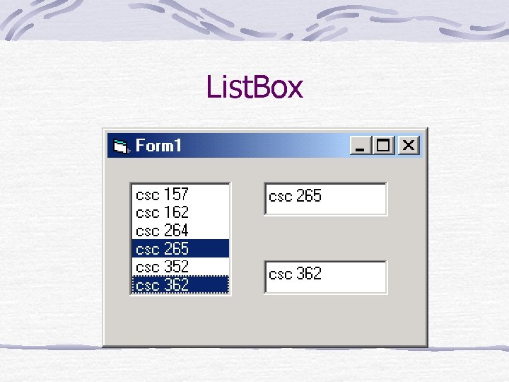 List. Box 