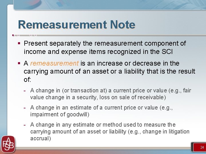 Remeasurement Note § Present separately the remeasurement component of income and expense items recognized