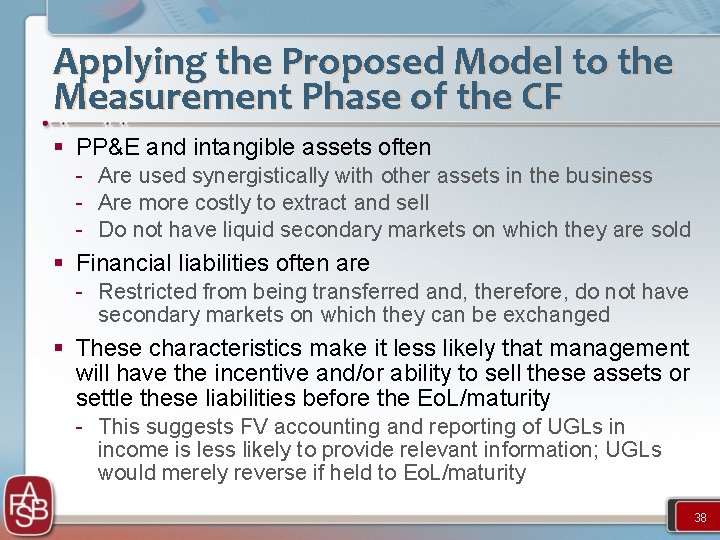 Applying the Proposed Model to the Measurement Phase of the CF § PP&E and