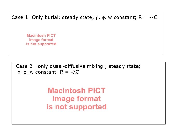 Case 1: Only burial; steady state; , , w constant; R = - C