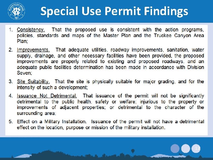 Special Use Permit Findings 12 