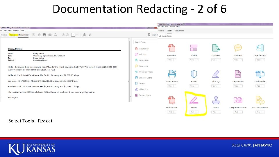 Documentation Redacting - 2 of 6 Select Tools - Redact 