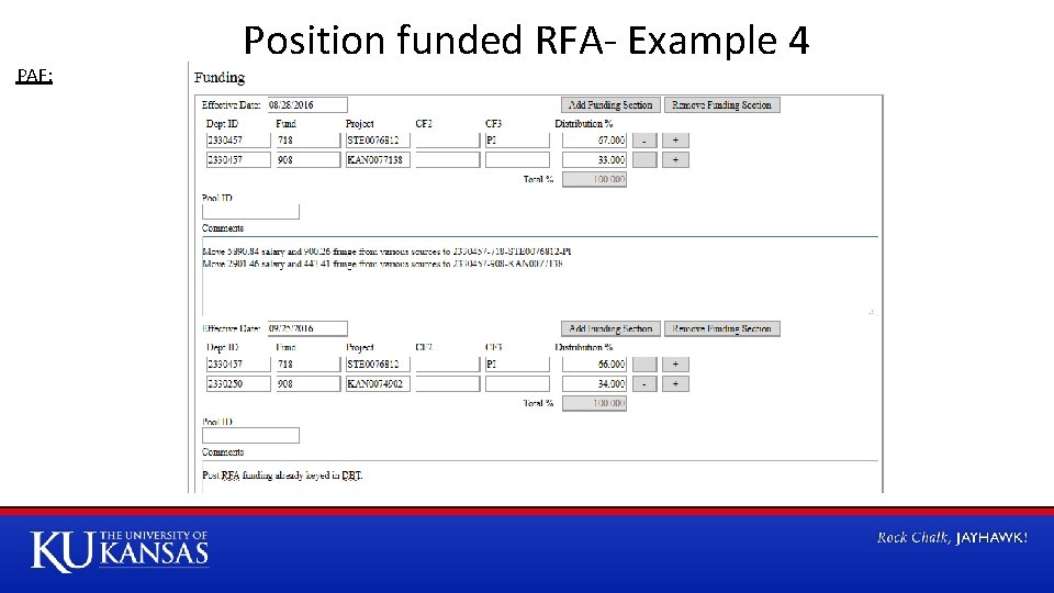 PAF: Position funded RFA- Example 4 