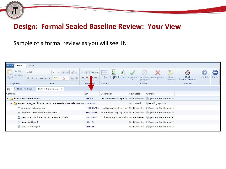 Design: Formal Sealed Baseline Review: Your View Sample of a formal review as you