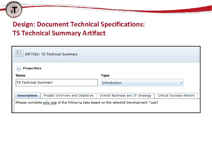 Design: Document Technical Specifications: TS Technical Summary Artifact 