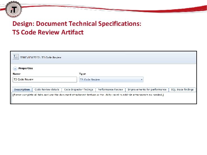 Design: Document Technical Specifications: TS Code Review Artifact 