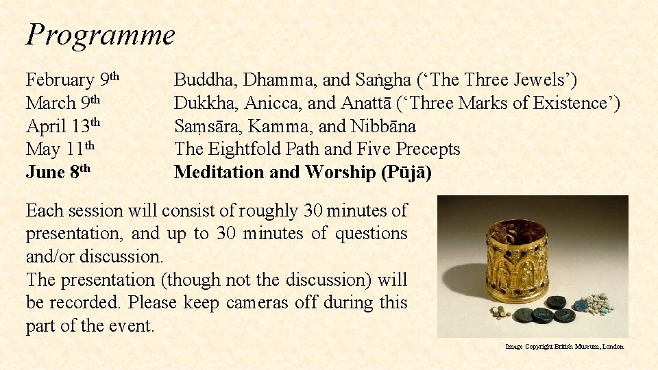 Programme February 9 th March 9 th April 13 th May 11 th June