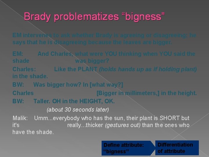 Brady problematizes “bigness” EM intervenes to ask whether Brady is agreeing or disagreeing; he