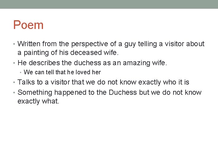 Poem • Written from the perspective of a guy telling a visitor about a