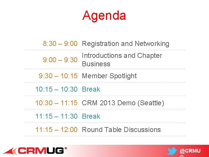 Agenda 8: 30 – 9: 00 Registration and Networking Introductions and Chapter 9: 00