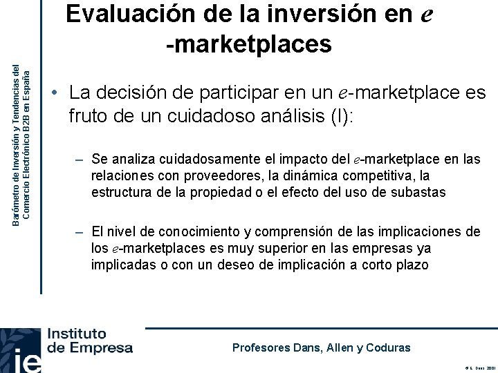 Barómetro de Inversión y Tendencias del Comercio Electrónico B 2 B en España Evaluación