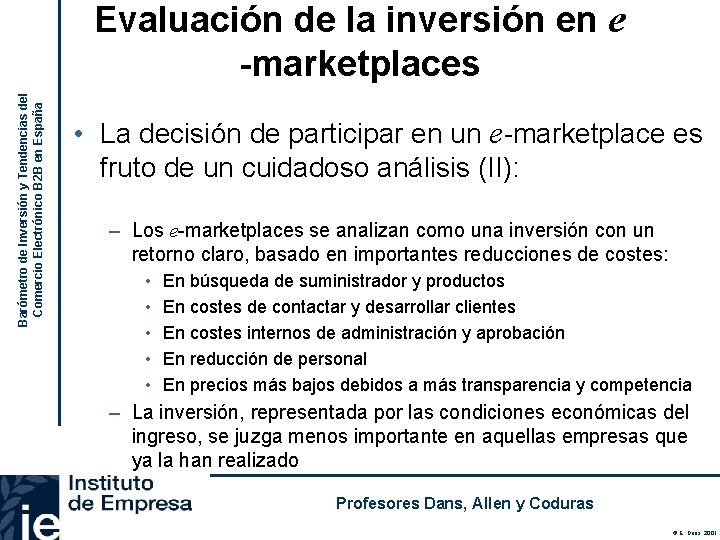 Barómetro de Inversión y Tendencias del Comercio Electrónico B 2 B en España Evaluación
