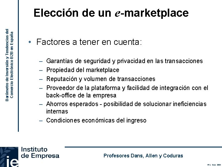 Barómetro de Inversión y Tendencias del Comercio Electrónico B 2 B en España Elección
