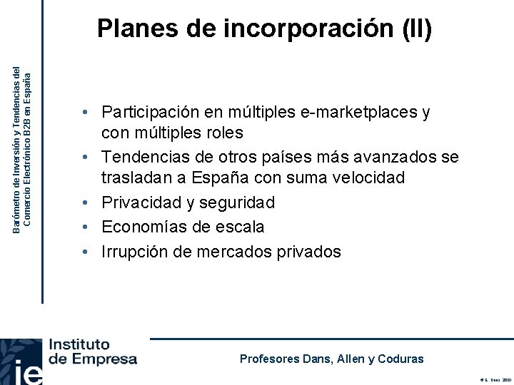 Barómetro de Inversión y Tendencias del Comercio Electrónico B 2 B en España Planes
