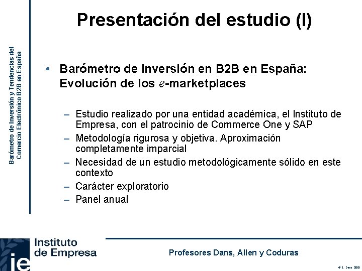 Barómetro de Inversión y Tendencias del Comercio Electrónico B 2 B en España Presentación