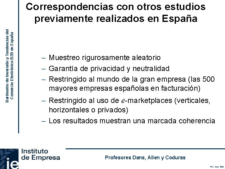 Barómetro de Inversión y Tendencias del Comercio Electrónico B 2 B en España Correspondencias
