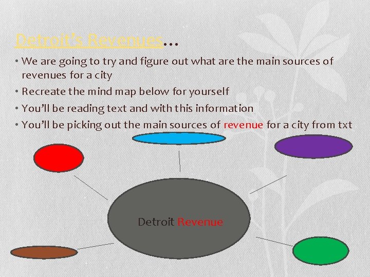 Detroit’s Revenues… • We are going to try and figure out what are the