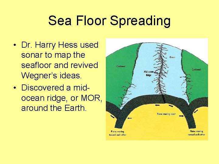 Sea Floor Spreading • Dr. Harry Hess used sonar to map the seafloor and