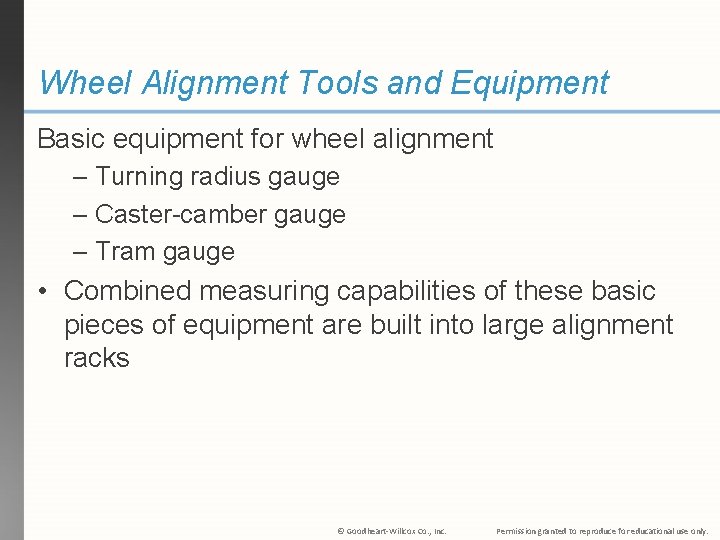 Wheel Alignment Tools and Equipment Basic equipment for wheel alignment – Turning radius gauge